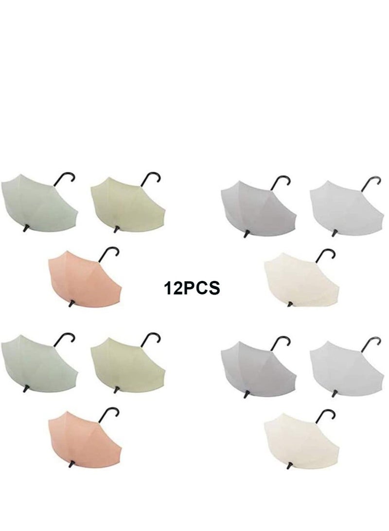 12 pcs Creative Umbrella Shaped Key Hanger Self Adhesive Wall Hooks Cute Mount Holder Home Decorative Accessories Gadgets Storage