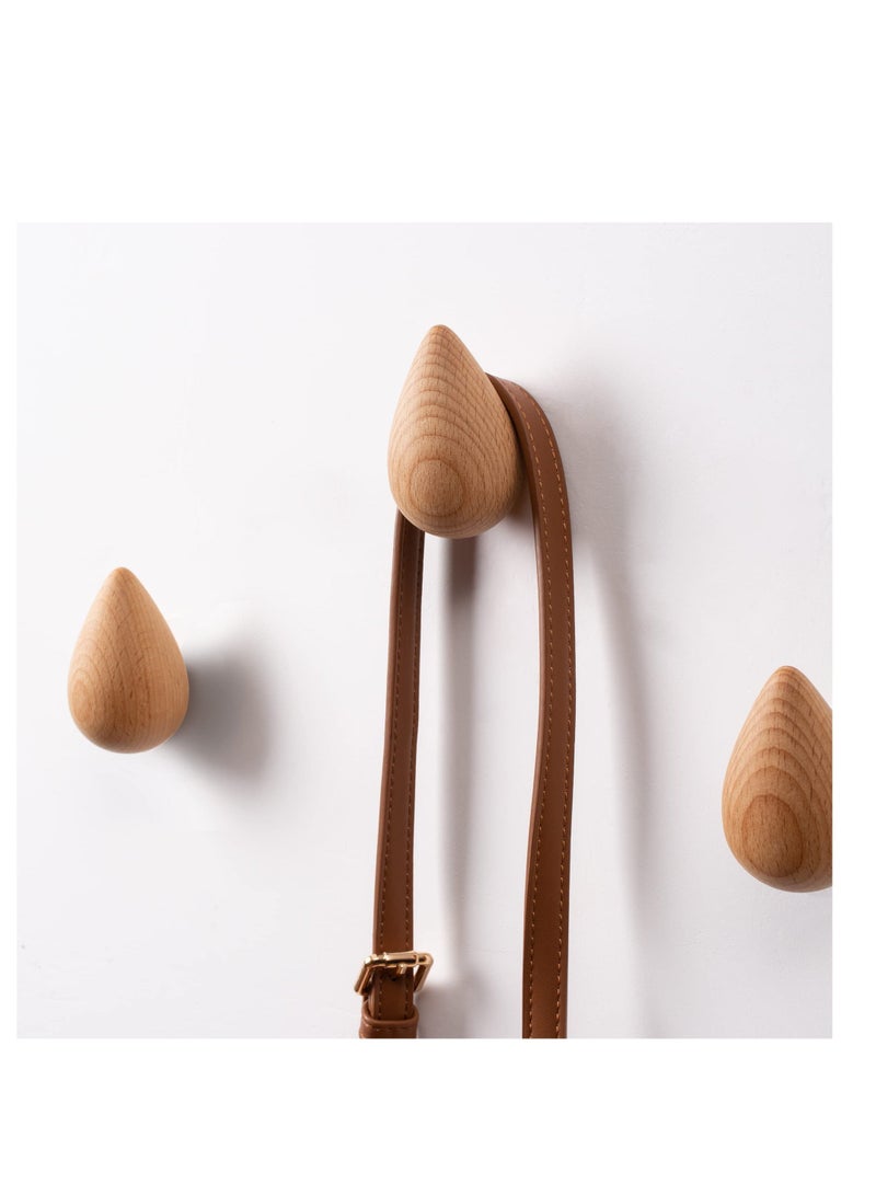 Cute Water Drop Shaped Wooden Hooks,Decorative Wall Hooks for Hanging Hats, Jackets and More! All Natural, Solid Wood Hooks, Each Set Includes 4 Hardware