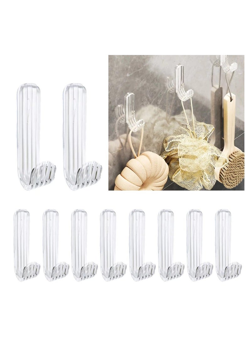 Acrylic Wall Hooks Reusable Seamless for Hanging Waterproof Adhesive Transparent Towel Bath Stick on Bathroom or Kitchen 10PCS