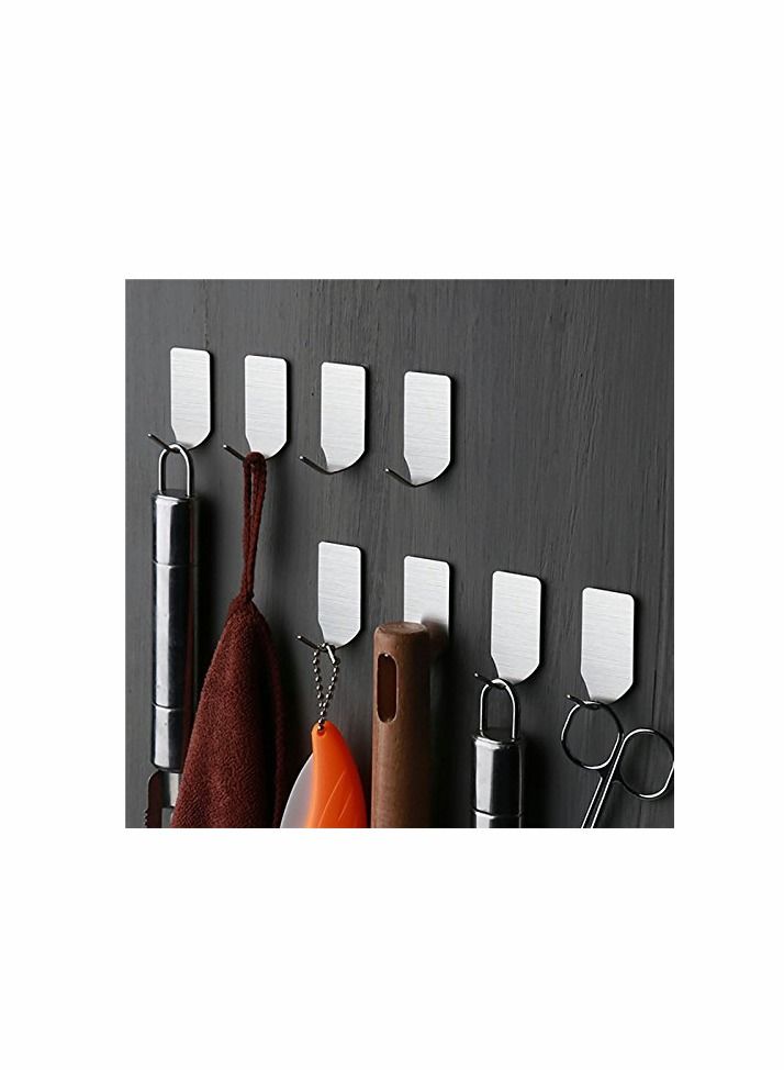 12 Pack Self Adhesive Hooks, Stainless Steel Sticky Wall Hanger, Waterproof, Heavy Duty, Rust-Proof for Kitchen Bathroom Bedroom