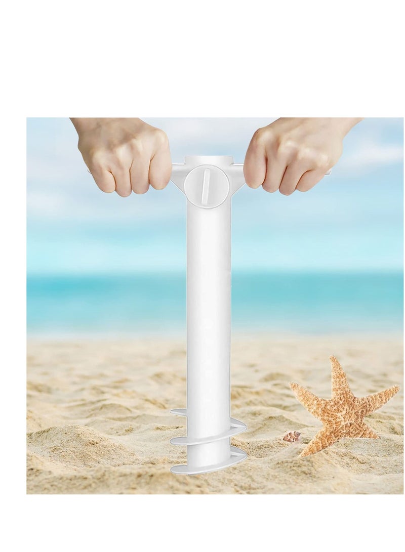 Beach Umbrella Screw Sand Anchor Stand Holder, One Size Fits All, Holder Safe for Strong Wind with 4 prongs Hanging Hook