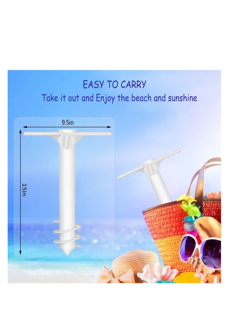 Beach Umbrella Screw Sand Anchor Stand Holder, One Size Fits All, Holder Safe for Strong Wind with 4 prongs Hanging Hook