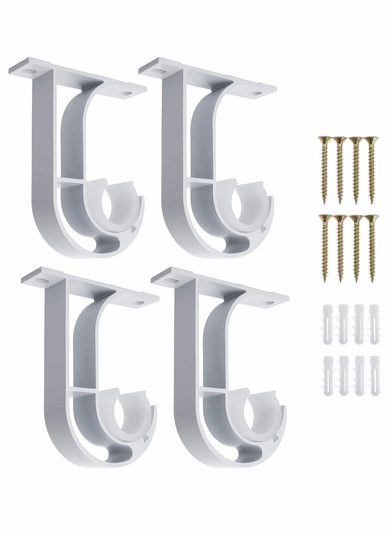 Curtain 4 pcs Rod Bracket Ceiling Mount Aluminum Alloy Closet with Plastic Buckle