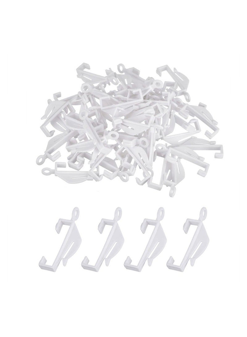 100pcs Curtain Hooks Plastic White Rail Glider Track Curtains for Window Door and Shower