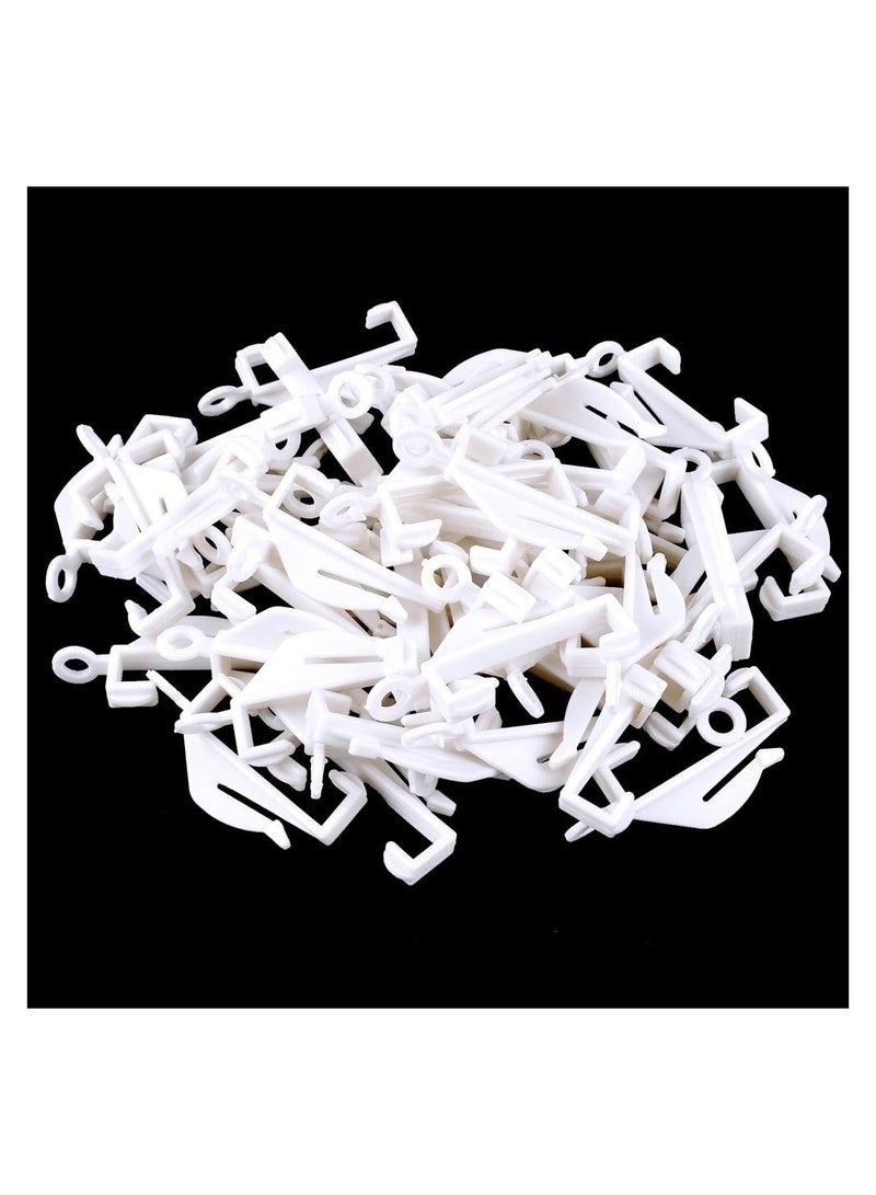 100pcs Curtain Hooks Plastic White Rail Glider Track Curtains for Window Door and Shower