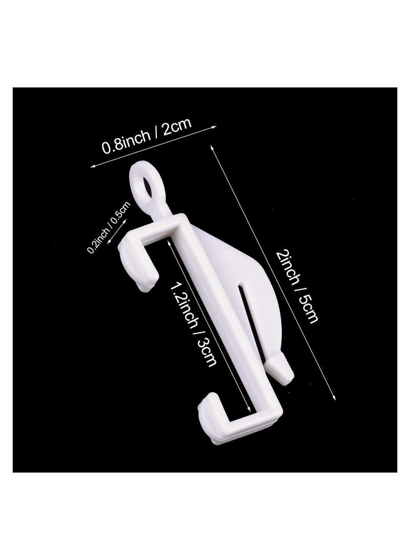 100pcs Curtain Hooks Plastic White Rail Glider Track Curtains for Window Door and Shower