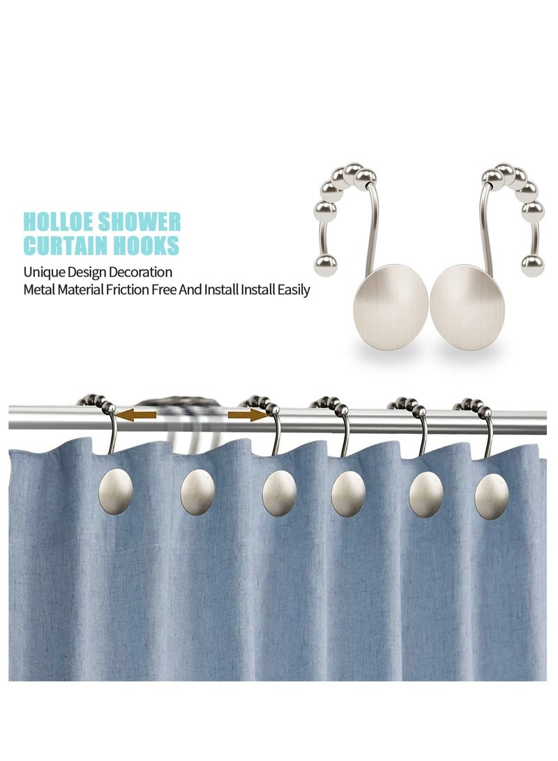 Shower Curtain Hooks Nickel Decorative Rings Easy Glide for Rod Rust Proof Bathroom Rods Curtains Clothing Most Set of 12