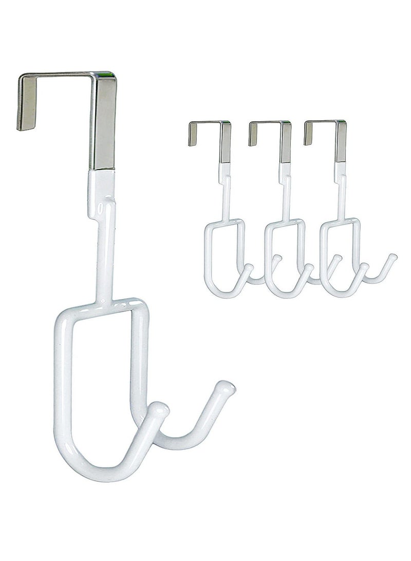 Over The Door Hooks - 4 Packs Heavy-Duty Hangers, Soft Rubber Surface Prevent Scratches, for Hanging Clothes, Coats, Robes, Hats, Towels (White)