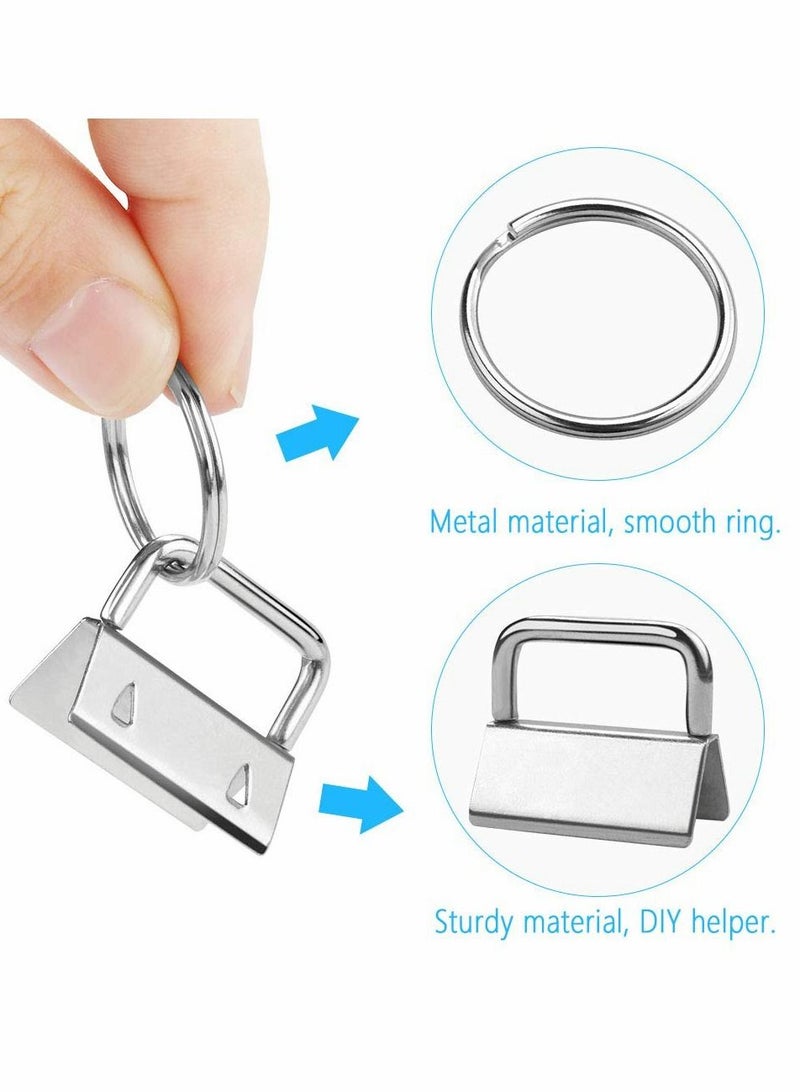 Key Fob Hardware, 50 PCS Keychain Bracelet Hardware with Rings, Metal Tail Clip Wristlet Sets, Perfect for Bag Wristlets Fabric/Ribbon/Webbing/Embossed and Other Hand Craft - 25mm