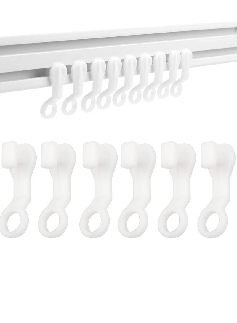 100 Pcs Curtain Hooks Plastic White Gliders Shower Rings and for Smooth Easy Opening Closing 2.7x0.8cm