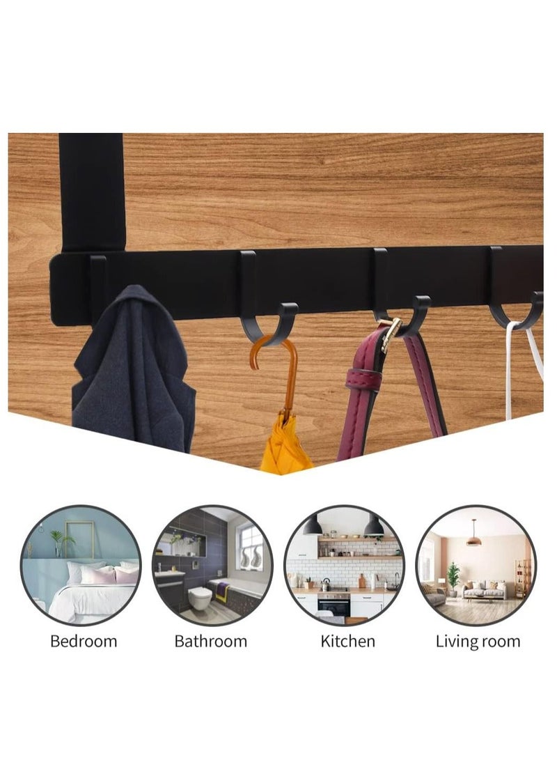 Over The Door Hook Hanger, Heavy-Duty Hanger - 5 Hooks, Space Saving Organizer Rack for Hanging Coat, Towel, Bag, Robe (1)