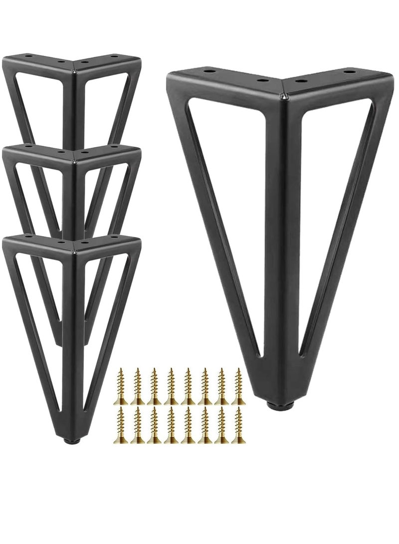 6 Inch Gold Furniture Legs Heavy Duty Metal Furniture Feet, Golden Sofa/Cabinet/Table Legs 4Pcs, 6 Inch Cabinet Legs Set of 4,Couch Feet Replacement for Cabinet Dresser, Black