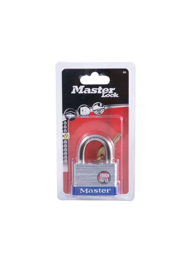 Wide Laminated Steel Pin Tumbler Padlock Silver