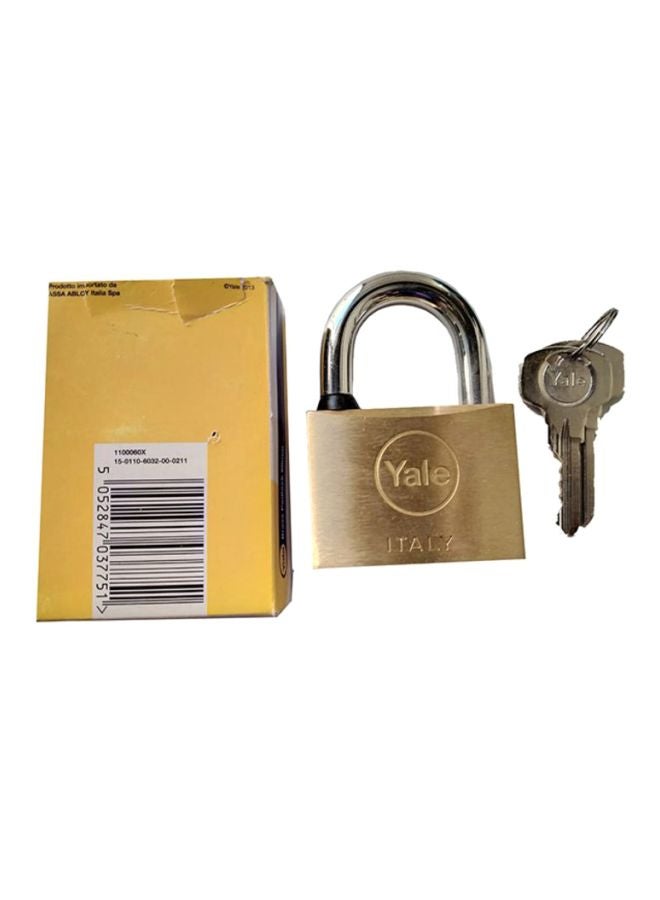 Padlock Brass With 2 Keys Gold/Silver 70mm