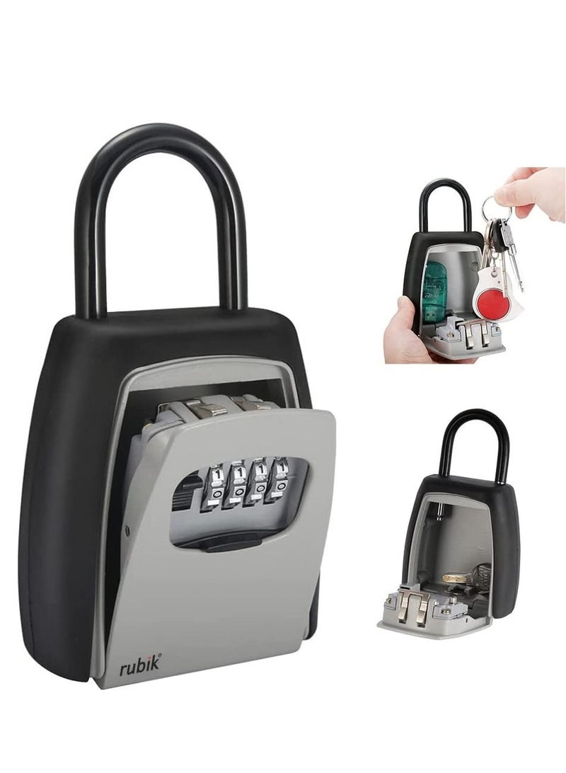 Padlock Key Lock Box for Keys Storage with Hang Shackle and Combination Lock, Full Metal Body, Outdoor/Indoor Use for Home Hotel Office Shop Warehouse Garage