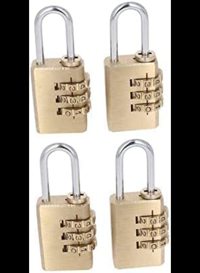 4Pcs 3 Digit Combination Padlock,0.91 Inch Long Shackle Resettable Padlock