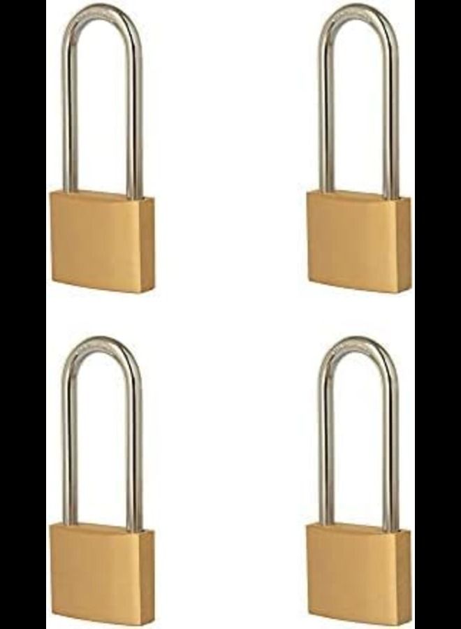 Brass Padlock Keyed Alike 30mm Wide Brushed Finish Long Harden Shackle