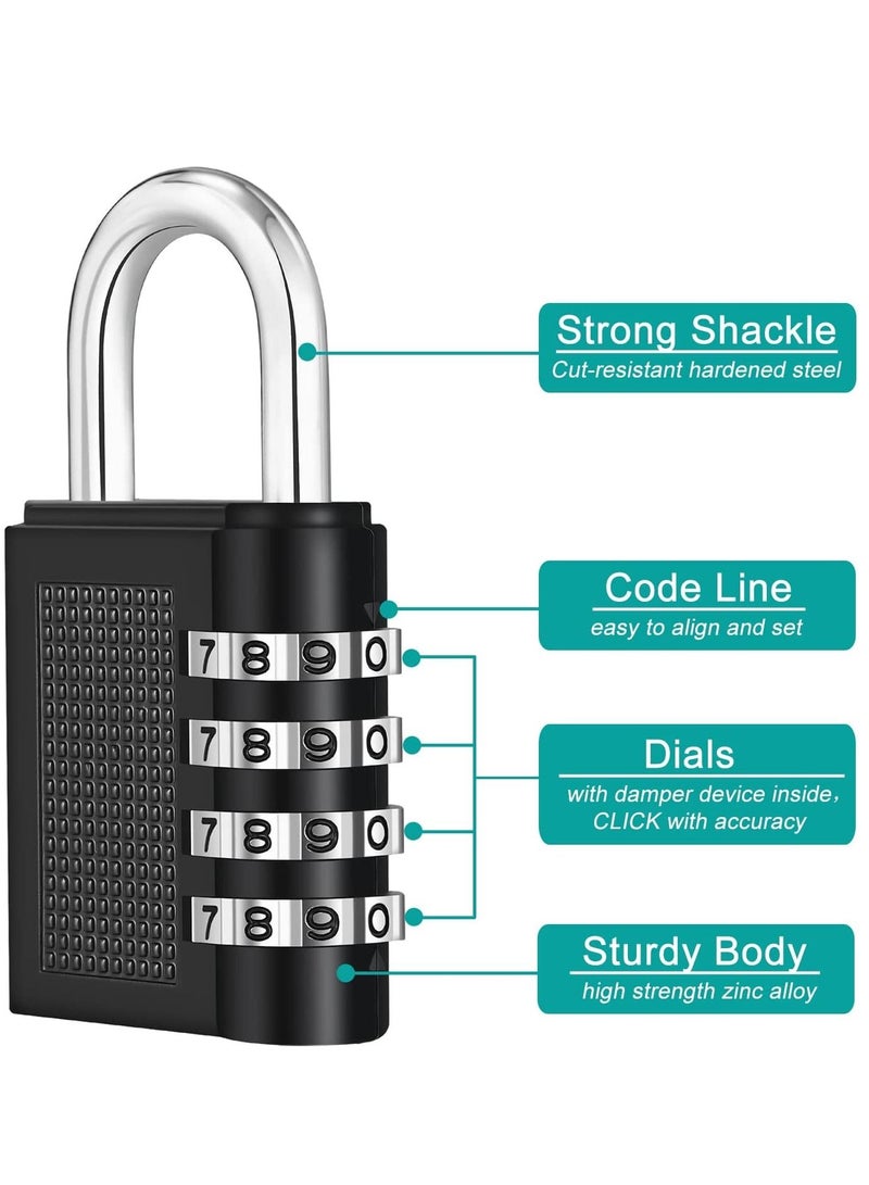 4 Digit Combination Lock Resettable Dial Combination Locker Lock for Gym and School Weatherproof Outdoor Hasp Combination Lock for Door Gates