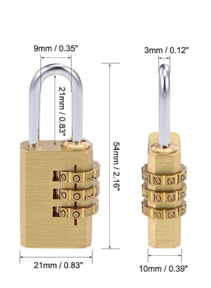 Mini 3 Digits Number Password Code Lock Combination Padlock Resettable for Travelling Bag