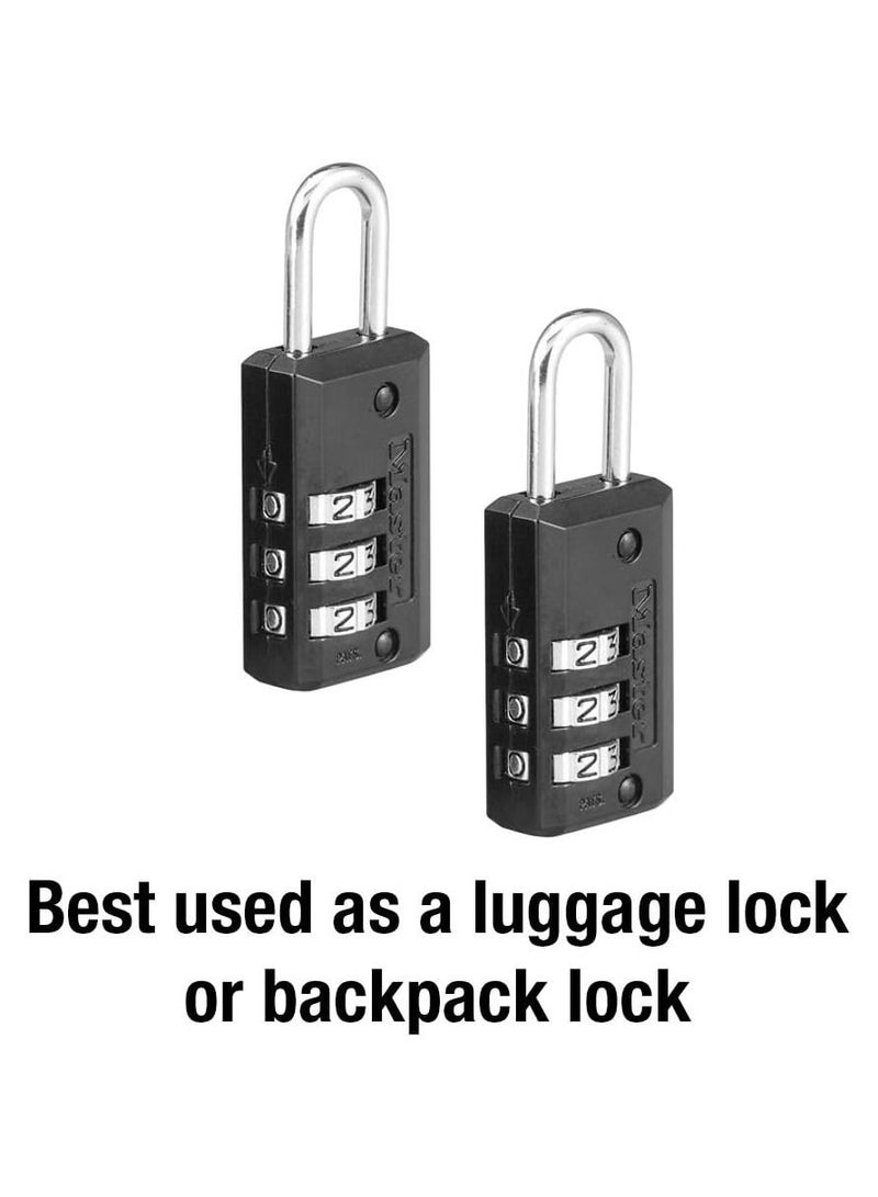 Lock 646D Set Your Own Combination Luggage Lock 13/16 in. Wide with 11/16 in. Long Shackle, Black