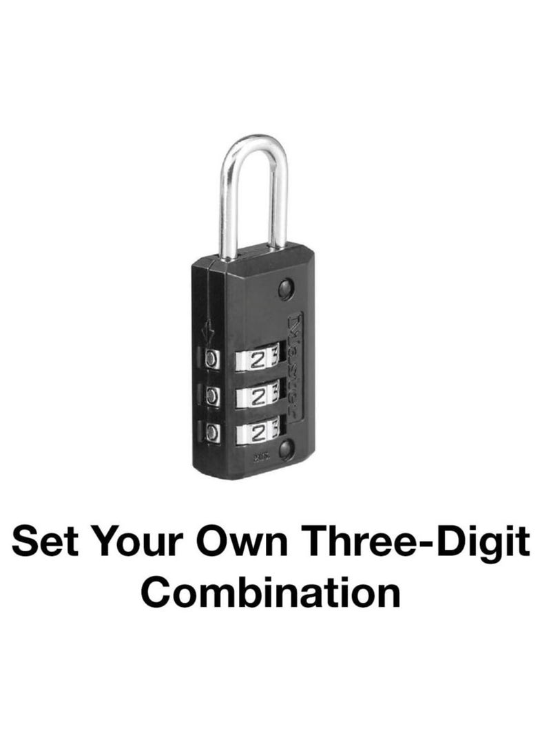 Lock 646D Set Your Own Combination Luggage Lock 13/16 in. Wide with 11/16 in. Long Shackle, Black