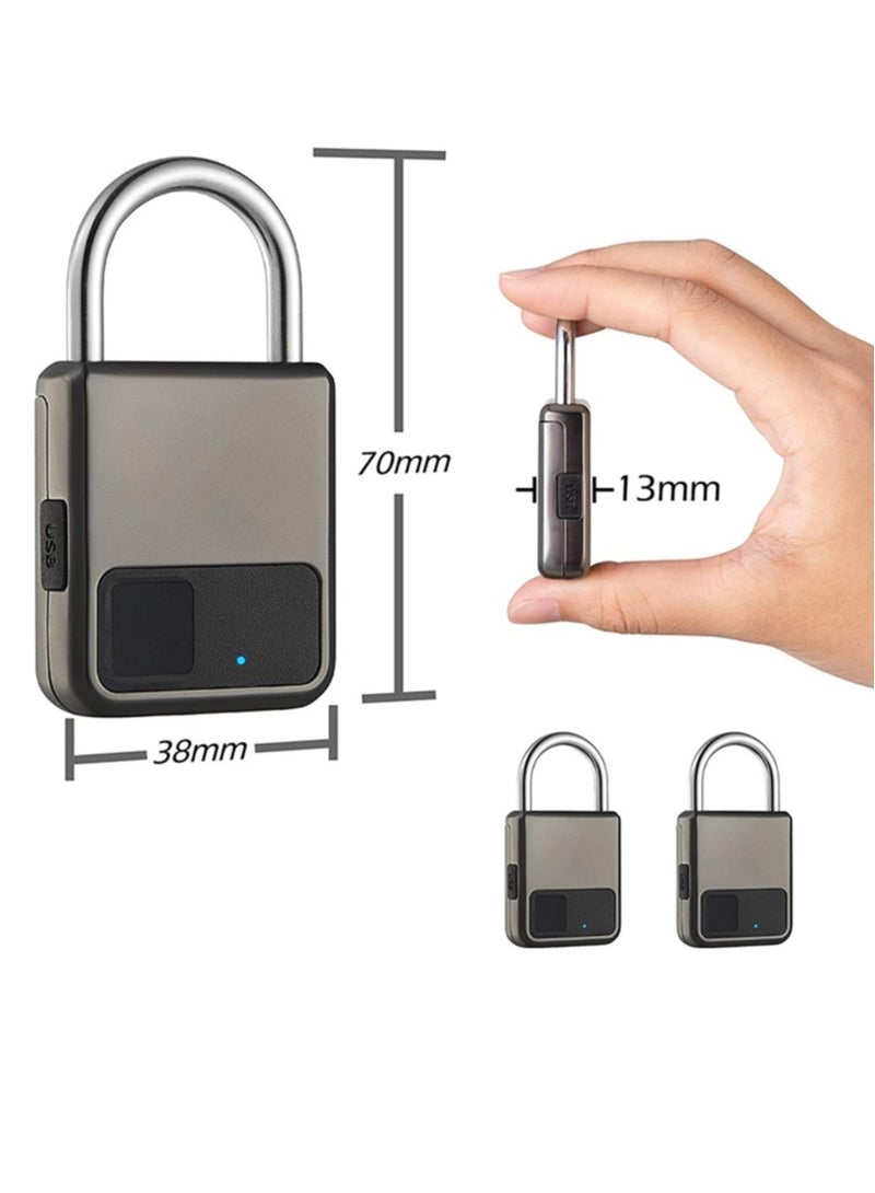 Fingerprint Padlock Waterproof Smart Keyless Security Locker Fingerprint Lock Anti Theft USB Charge For Bike Gym Locker Luggage 4Pcs