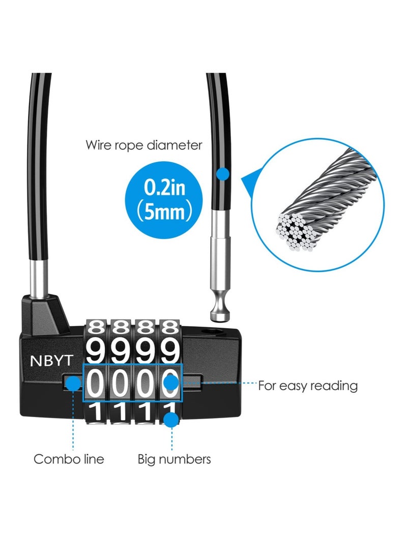 Heavy Duty Combination Lock, 3.5 Inch Waterproof Long Shackle Gate Lock, 4 Wheel Combination Padlock, Suitable for Home, Toolbox, School & Garage