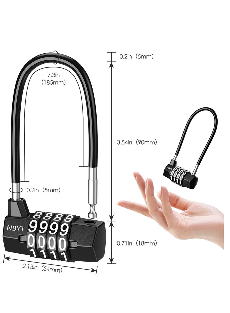 Heavy Duty Combination Lock, 3.5 Inch Waterproof Long Shackle Gate Lock, 4 Wheel Combination Padlock, Suitable for Home, Toolbox, School & Garage