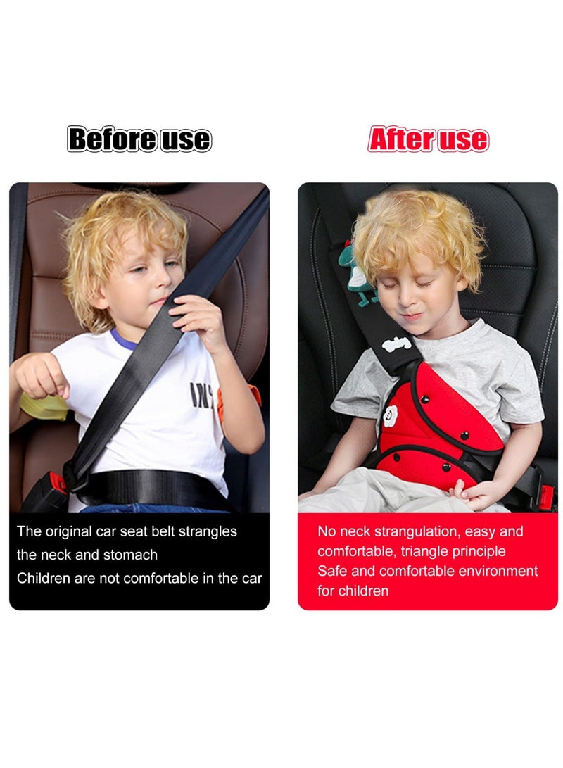 Seat Belt Cover Pad & Seatbelt Adjuster, 2 PCS Universal Car Seatbelt Adjuster for Kids & Cushion, Travel Car Seat Strap Pad Cover, Shoulder Neck Headrest Pillow for Toddler Baby Child