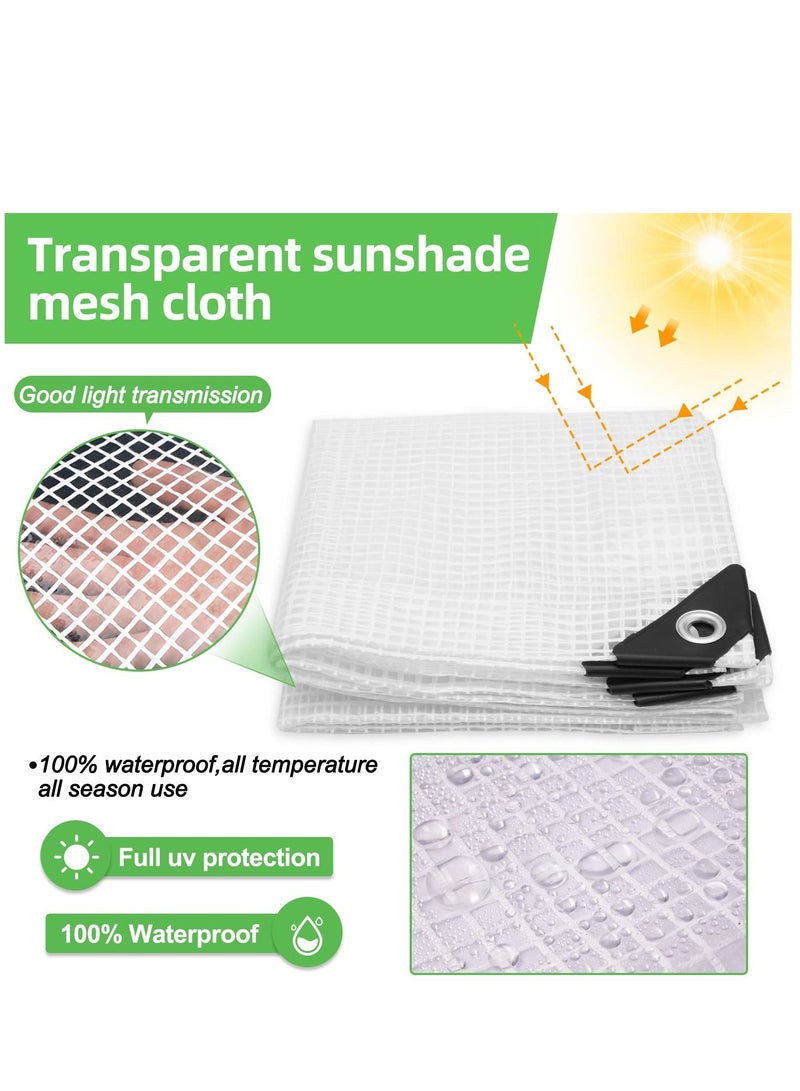 Glass Clear Tarpaulin Heavy Duty Tarp with Reinforced Eyelets Thick PVC Waterproof Transparent Tarpaulin Premium Quality Cover for Outdoor Camping Sheet