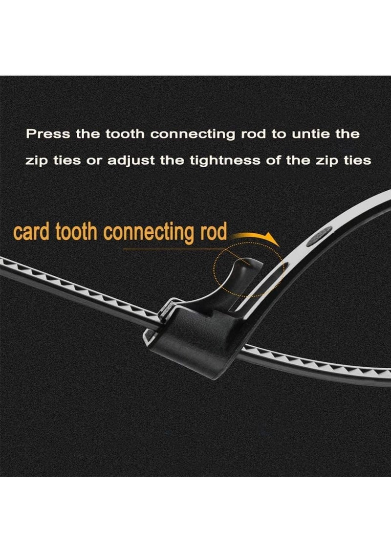 Reusable Zip Ties Heavy Duty Zip Tie Thick Black Cable Ties Reusable 100 Pack 50lb Tensile Strength Nylon Cable Wire Ties for Multi-Purpose Use Indoor And Outdoor Plastic Tie Wire 12 Inch