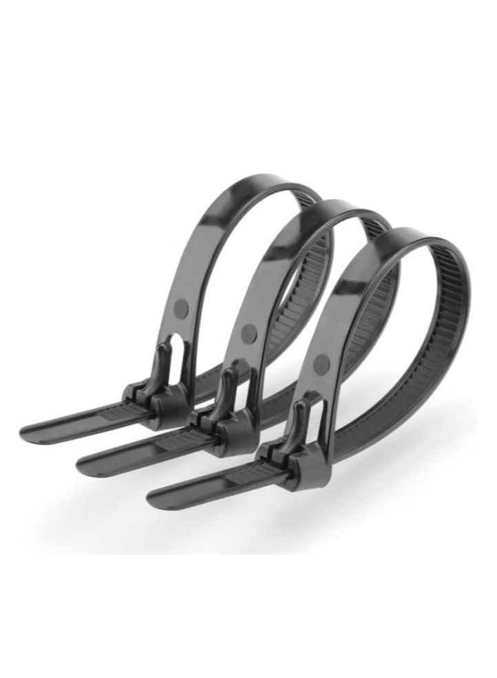 Reusable Zip Ties Heavy Duty Zip Tie Thick Black Cable Ties Reusable 100 Pack 50lb Tensile Strength Nylon Cable Wire Ties for Multi-Purpose Use Indoor And Outdoor Plastic Tie Wire 12 Inch