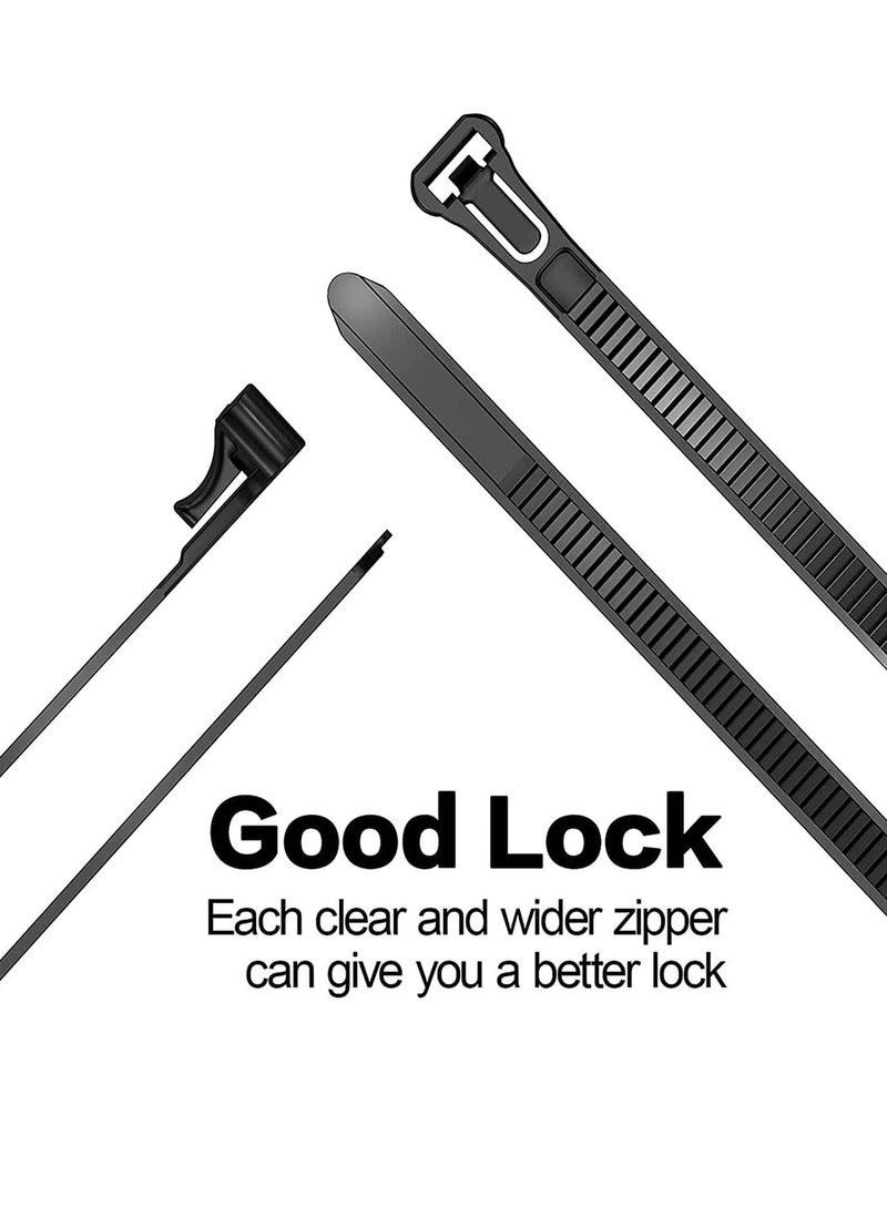 Reusable Zip Ties Heavy Duty Zip Tie Thick Black Cable Ties Reusable 100 Pack 50lb Tensile Strength Nylon Cable Wire Ties for Multi-Purpose Use Indoor And Outdoor Plastic Tie Wire 12 Inch