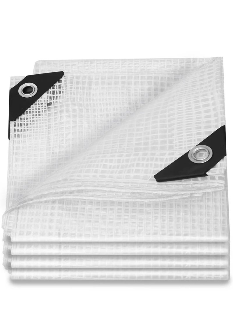 Glass Clear Tarpaulin Heavy Duty Tarp with Reinforced Eyelets Thick PVC Waterproof Transparent Tarpaulin Premium Quality Cover for Outdoor Camping Sheet