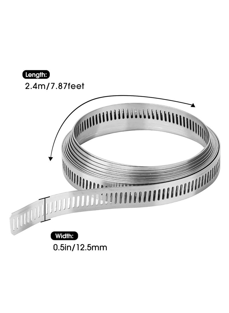 7Pcs Hose Clamp Stainless Steel, DIY, Adjustable Clamp, Worm Gear hose clamps, Band Clamp, Marine Fuel Line Clamp, for Woodworking, Automotive