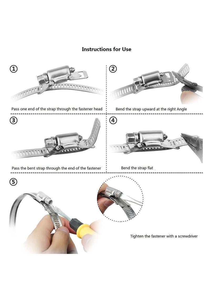 7Pcs Hose Clamp Stainless Steel, DIY, Adjustable Clamp, Worm Gear hose clamps, Band Clamp, Marine Fuel Line Clamp, for Woodworking, Automotive