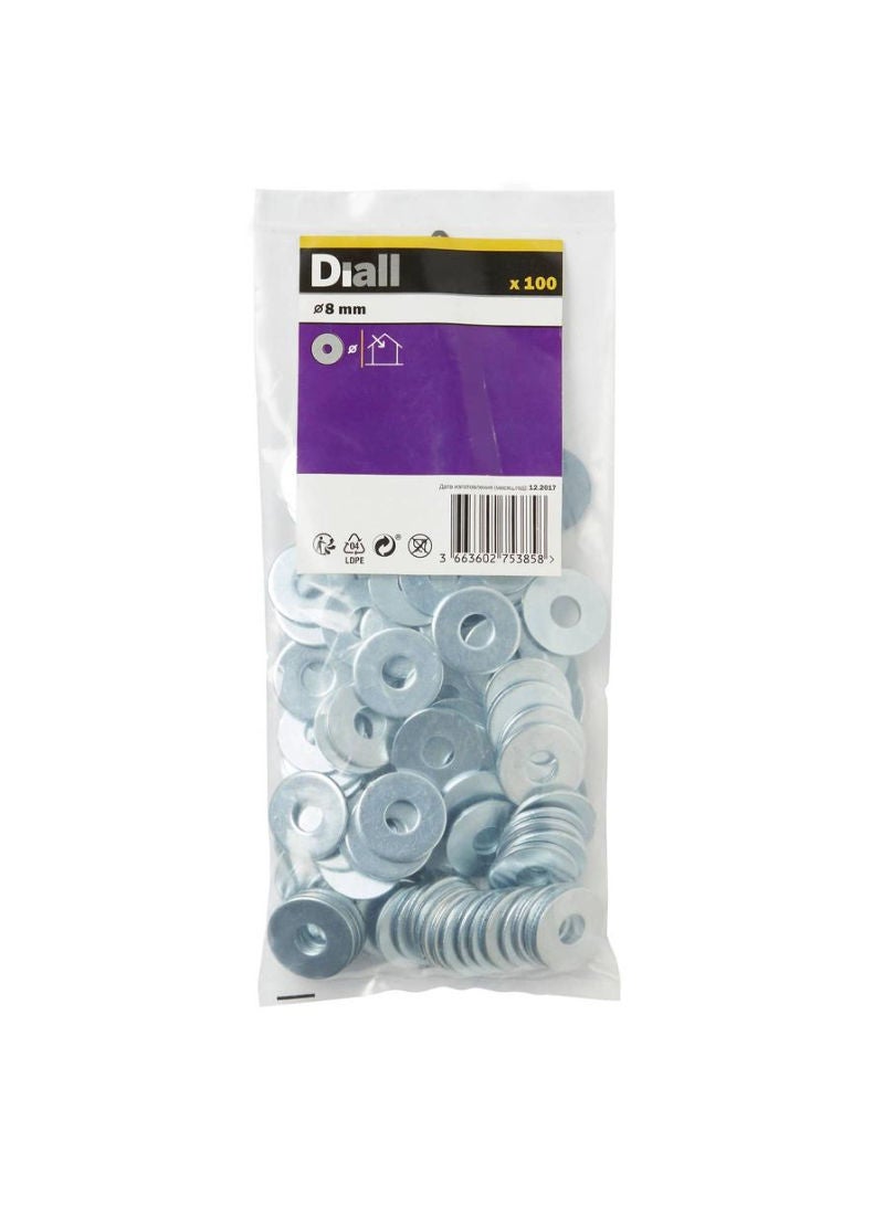 Carbon Steel Large Flat Washer Pack M8 100 Piece