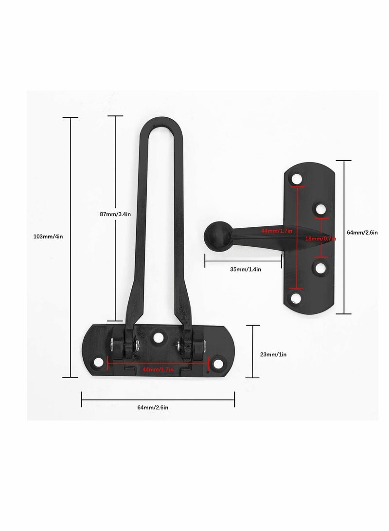 Enhanced Home Security Swing Bar Lock - Childproof Door Guard for Swing-in Doors, Sturdy Zinc Alloy Reinforcement Lock for Home and Hotel Safety (Black, 2 Pack)