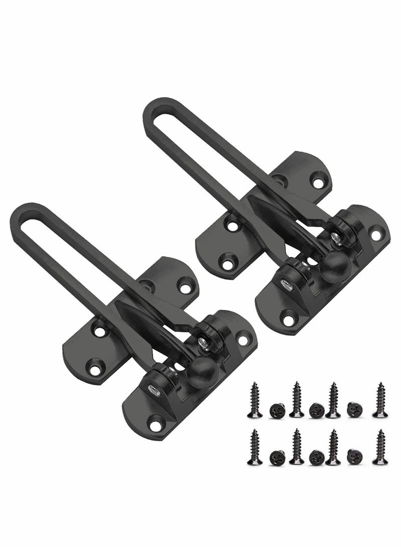 Enhanced Home Security Swing Bar Lock - Childproof Door Guard for Swing-in Doors, Sturdy Zinc Alloy Reinforcement Lock for Home and Hotel Safety (Black, 2 Pack)