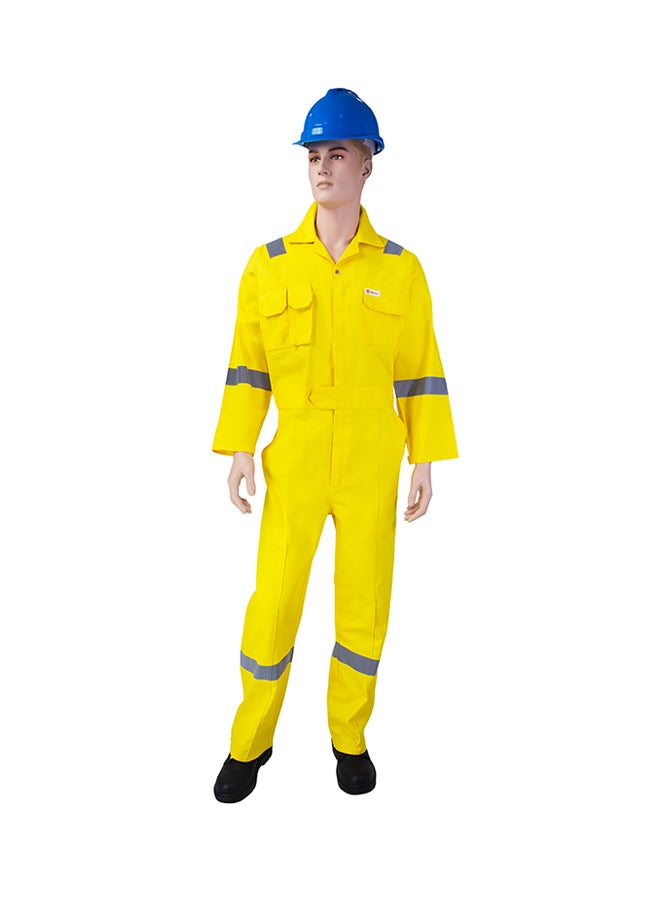 Comfort Safety Coverall With 6 Reflective Tapes Yellow Small