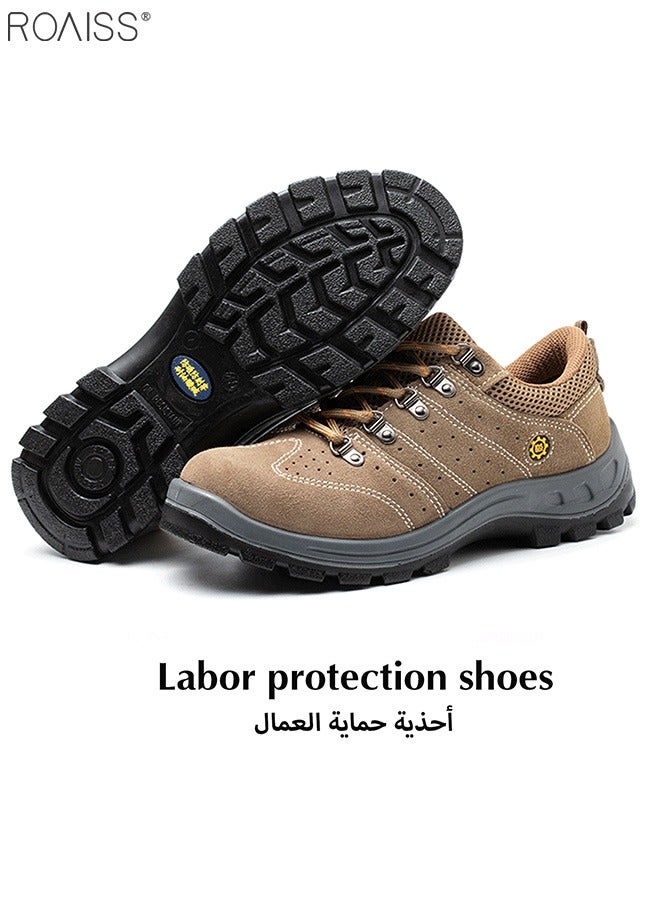 Men's Steel Toe Outdoor Work Shoes Anti Smashing Safety Shoes Steel Closed Toes Breathable And Puncture Resistant Labor Protection Shoes