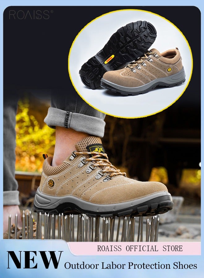 Men's Steel Toe Outdoor Work Shoes Anti Smashing Safety Shoes Steel Closed Toes Breathable And Puncture Resistant Labor Protection Shoes