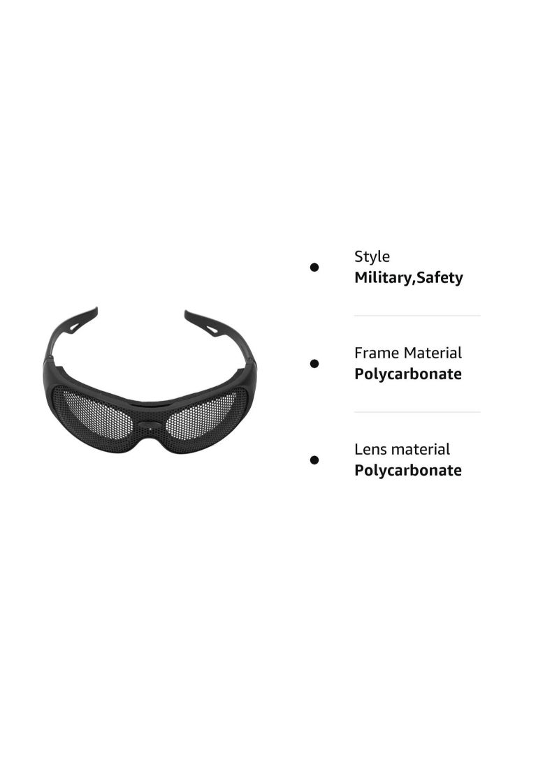 Safety Goggles, Impact Resistant Windproof Iron Mesh Pattern UV400 for Military Fans CS Outdoor Game