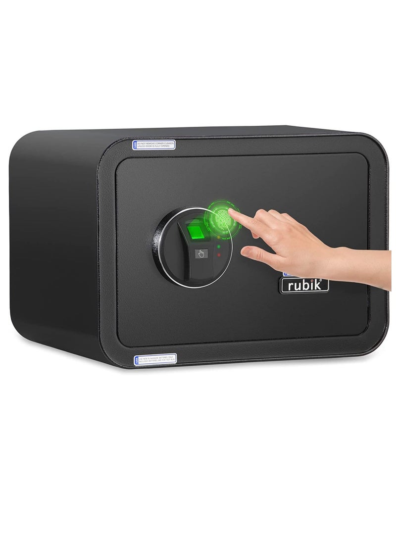 Rubik Safe Box Fingerprint Lock, Fire Resistant A4 Document Size Biometric Safety Deposit Box for Money Documents Home Office RB25QC9 (25x35x28cm) Black