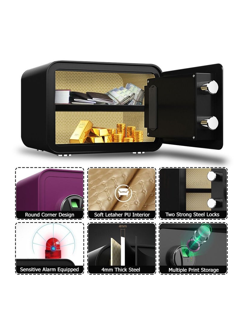 Rubik Safe Box Fingerprint Lock, Fire Resistant A4 Document Size Biometric Safety Deposit Box for Money Documents Home Office RB25QC9 (25x35x28cm) Black