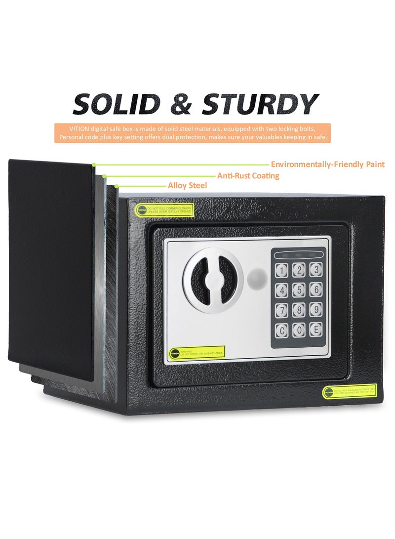 Safe Box Small Digital Security Lock with Key For Passports Cash Money Jewelry Watches Suitable Home Office Travel