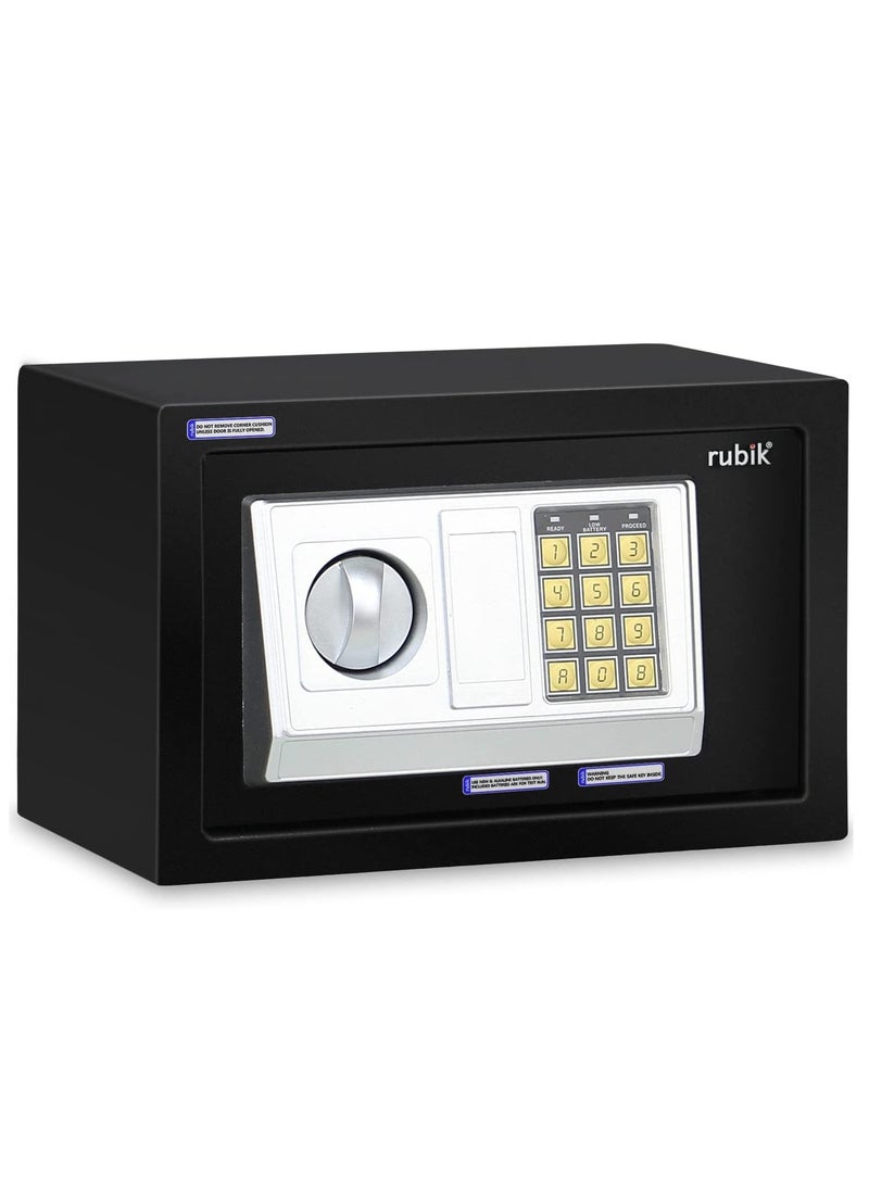 Safe Box with Digital Keypad and Key Lock for Money Cash Jewelry Office Home Office Security (31x20x20cm) Black