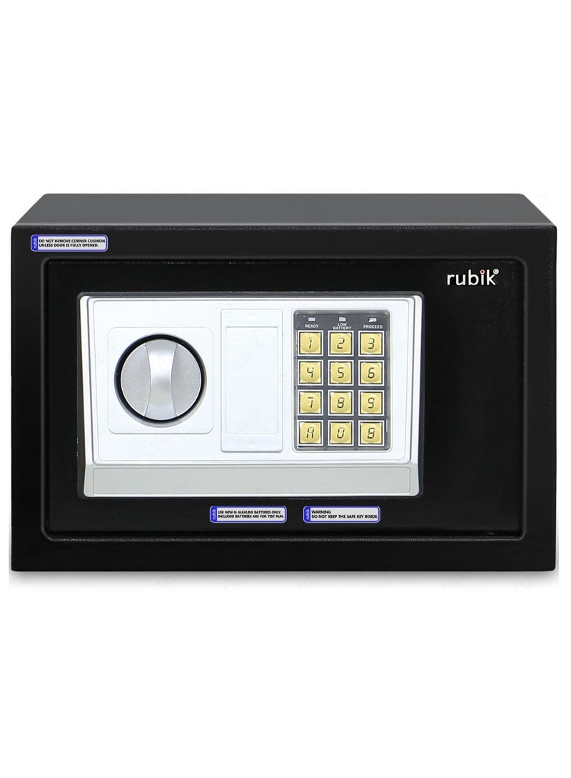 Safe Box with Digital Keypad and Key Lock for Money Cash Jewelry Office Home Office Security (31x20x20cm) Black