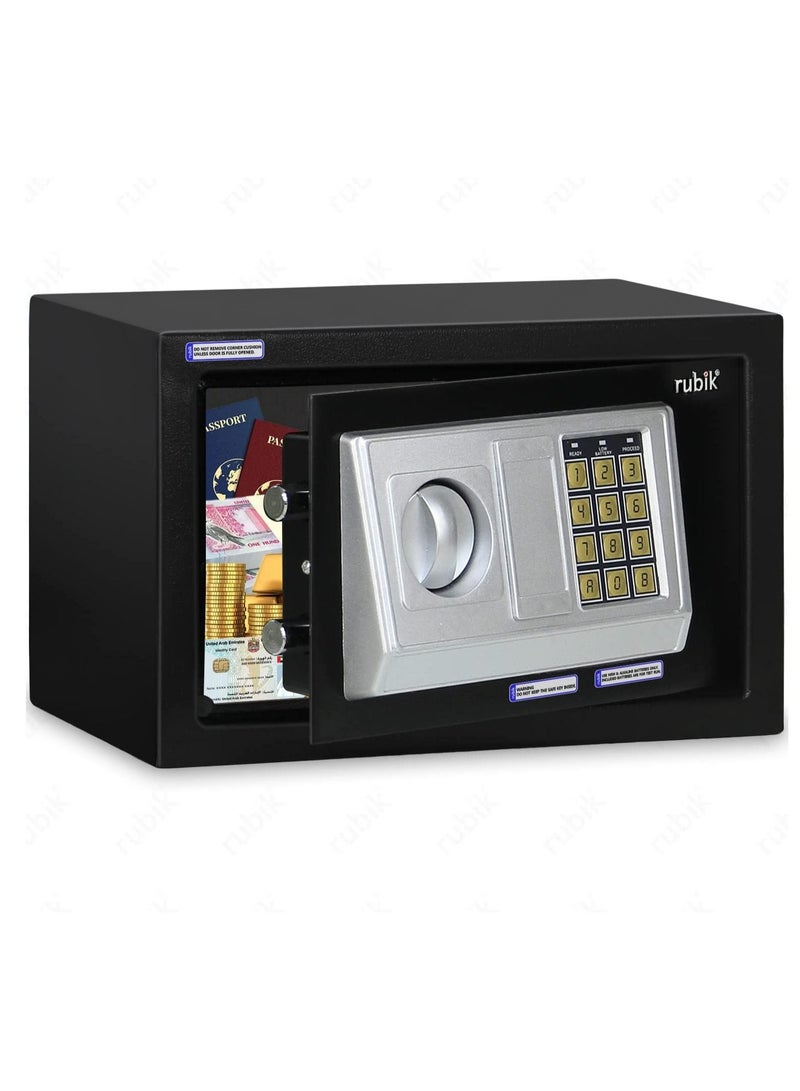 Safe Box with Digital Keypad and Key Lock for Money Cash Jewelry Office Home Office Security (31x20x20cm) Black