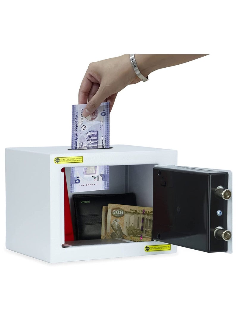 Safe Box Small, Cash Deposit Drop Slot Security Locker with Keys and Digital Keypad LED Indicator for Passports Cash Money Jewelry Watches Suitable for Home & Office